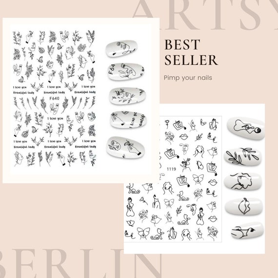 Artsy Nagel Sticker Design | Female Nail Art Line Art Flower Body  | Statement | Minimalistisch | Boho |  |Art Feminine Torso | Silhouette