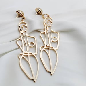 Artsy Female Body Earrings | Statement Blogger | Minimalist | Urban | Bohemian | Hippy | Voo Gold |Art Feminine Torso | Silhouette | Chic