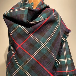 Classic fringed Stevenson Hunting 100% Wool Square Shawl - 16 ounce tartan