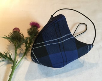 Tartan Face Masks  Non Wool 80+ Authentic Tartans - wired nose - wide or tapered style - ear or head loops  2 or 3 layer