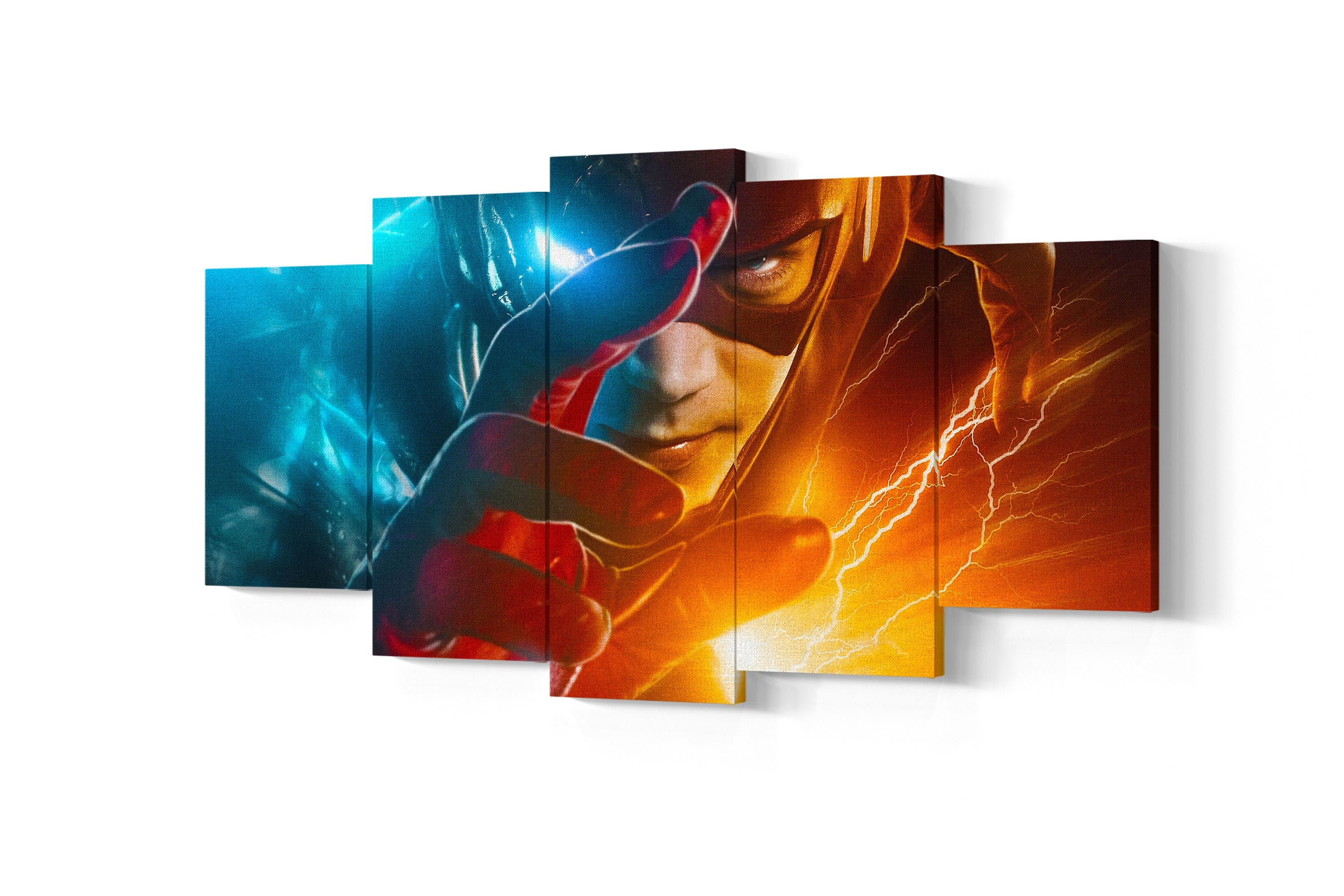 The Flash 5 Piece Canvas Art The Flash 5 Panel Wall Art Etsy