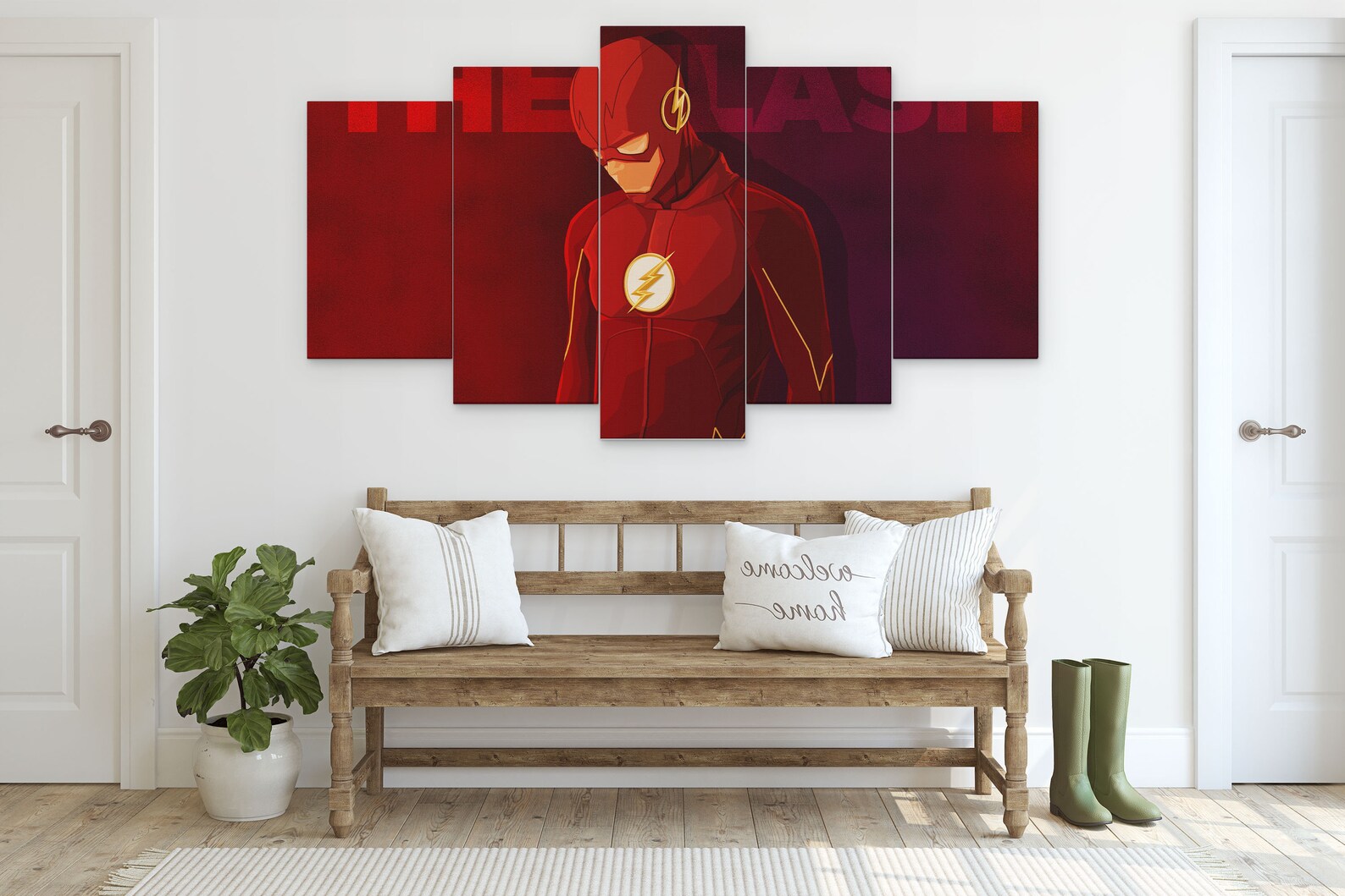 The Flash 5 Piece Canvas Art The Flash 5 Panel Wall Art Etsy