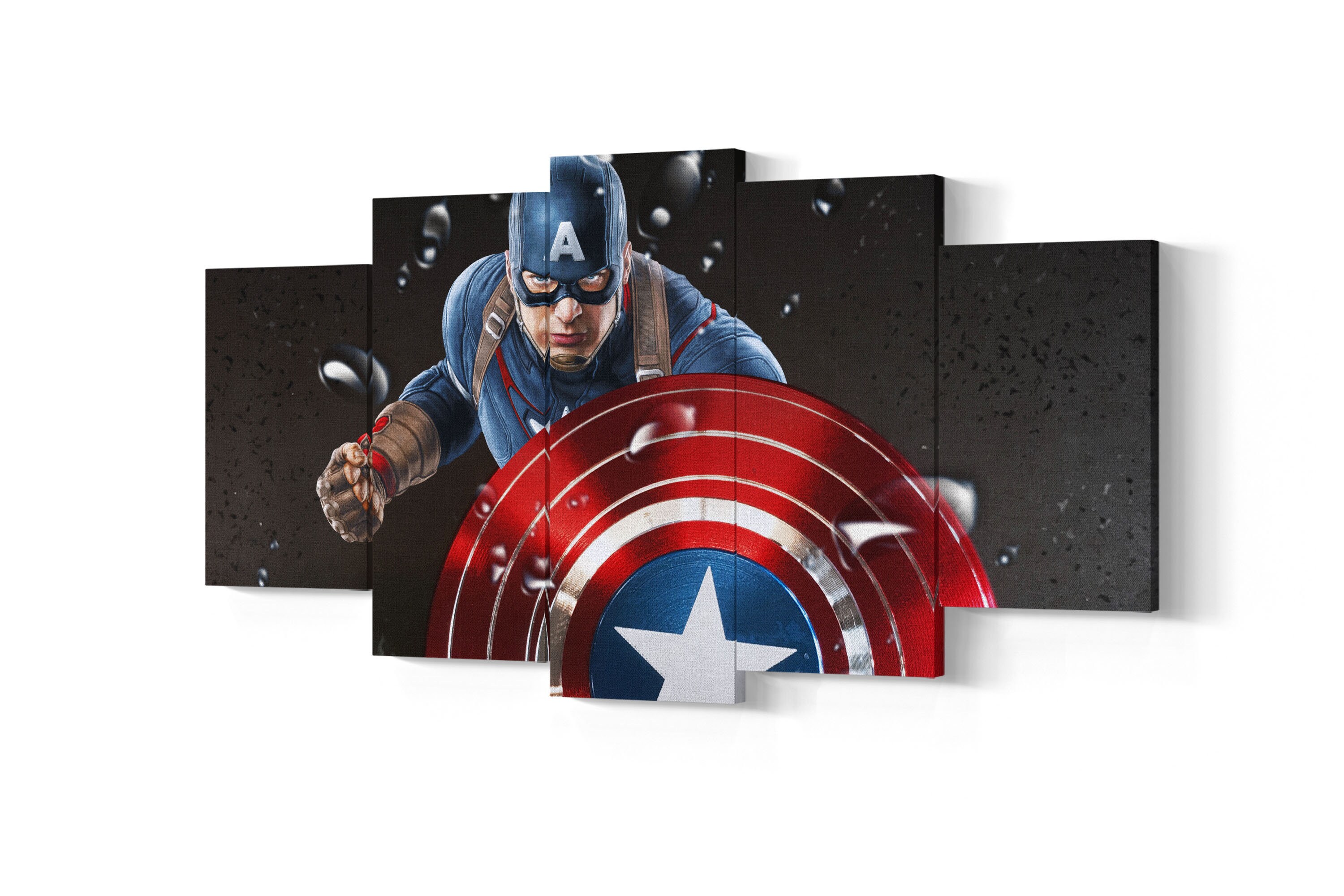 Captain America 5 Piece Canvas Art Captain America 5 Panel Etsy