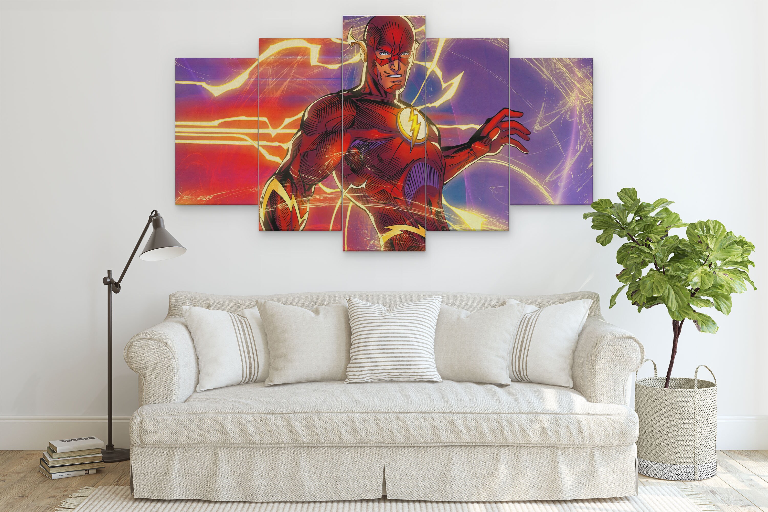 The Flash Comic 5 Piece Canvas Art Flash 5 Panel Wall Art Etsy