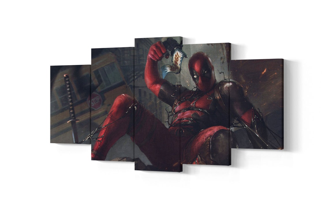 Deadpool 5 Piece Canvas Art Deadpool 5 Panel Wall Art Etsy