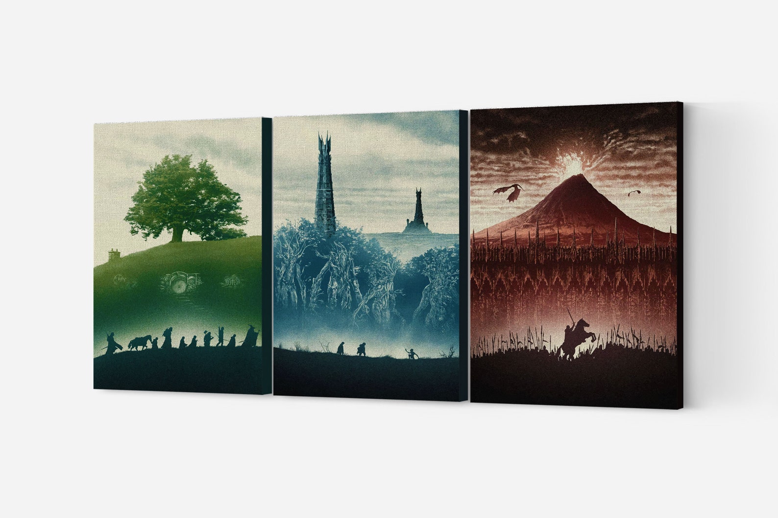 Lord of The Rings Trilogy 3 Piece Canvas Set LOTR Wall Art Etsy