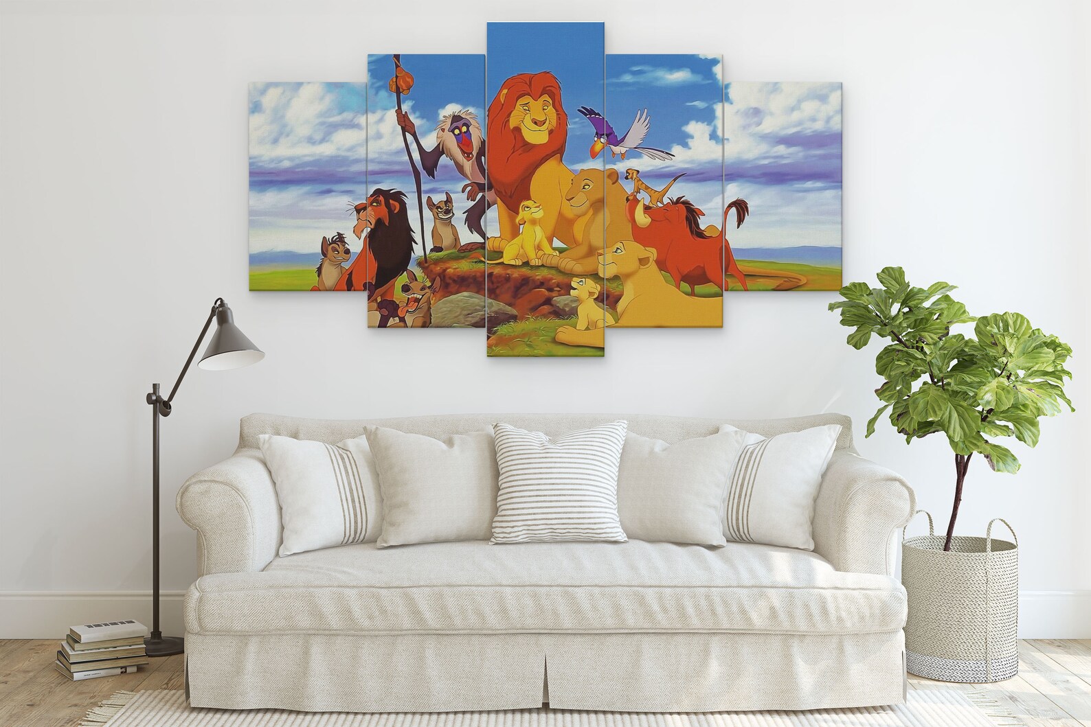 Lion King 5 Piece Canvas Art Lion King 5 Panel Wall Art Etsy