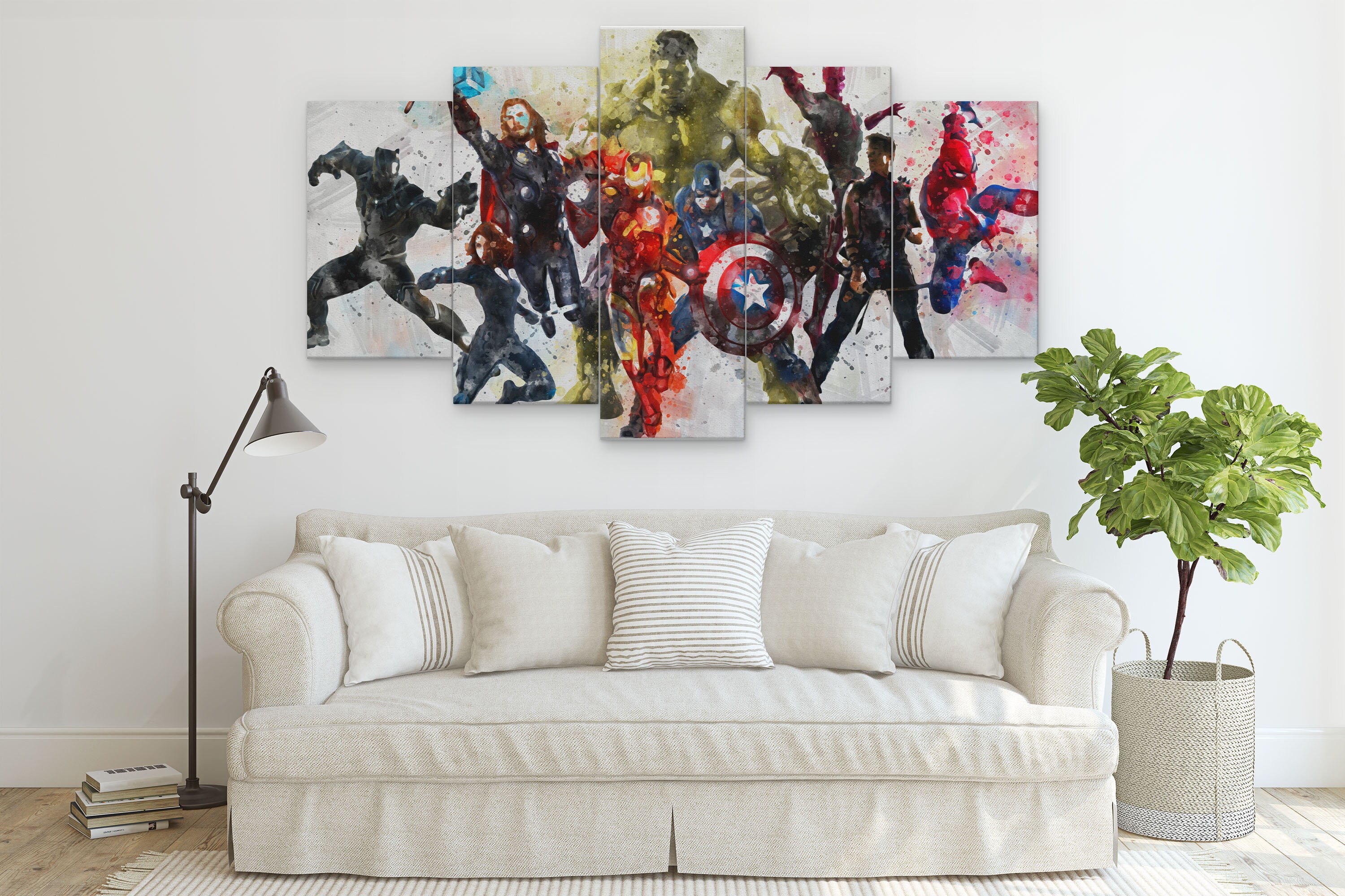 Avengers 5 Piece Canvas Art Avengers 5 Panel Wall Art Etsy