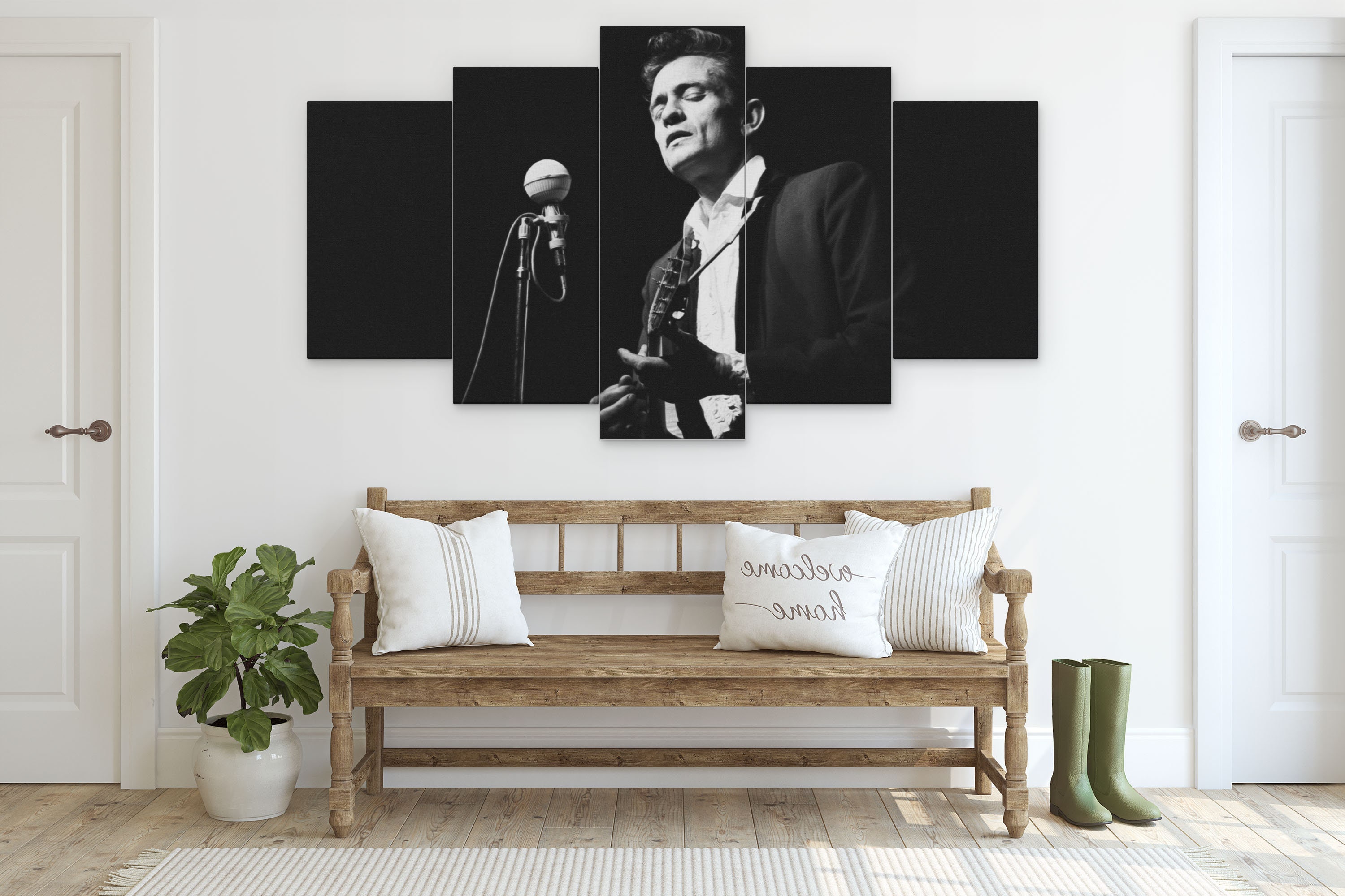 Johnny Cash 5 Piece Canvas Art Johnny Cash 5 Panel Wall Art Etsy