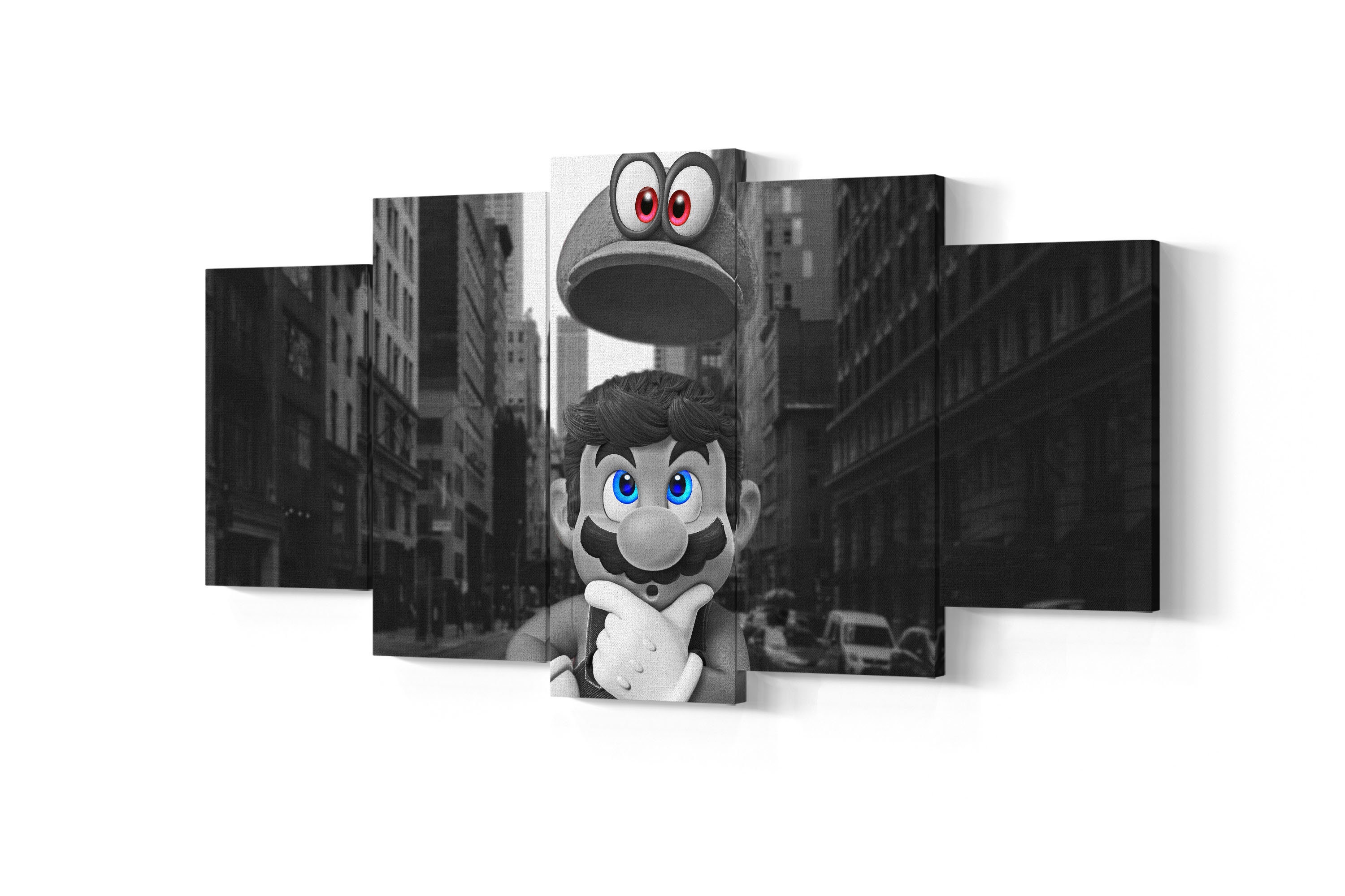 Super Mario 5 Piece Canvas Art Super Mario 5 Panel Wall Art | Etsy