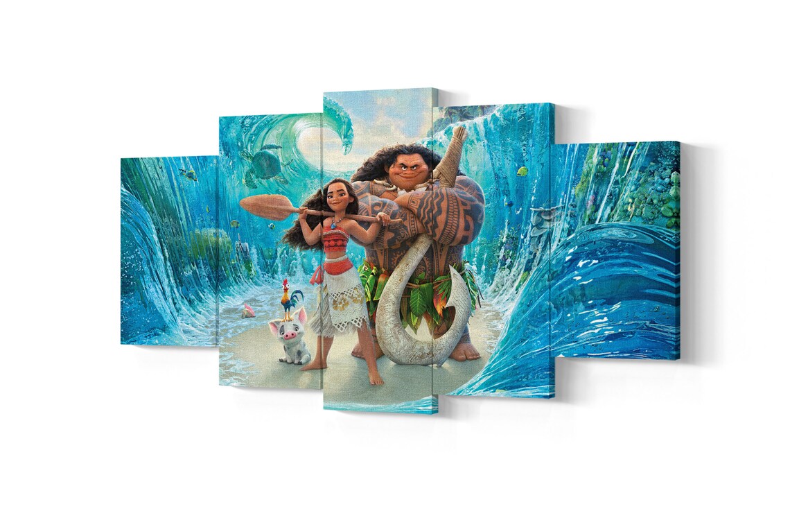 Moana 5 Piece Canvas Art Moana 5 Panel Wall Art Moana | Etsy