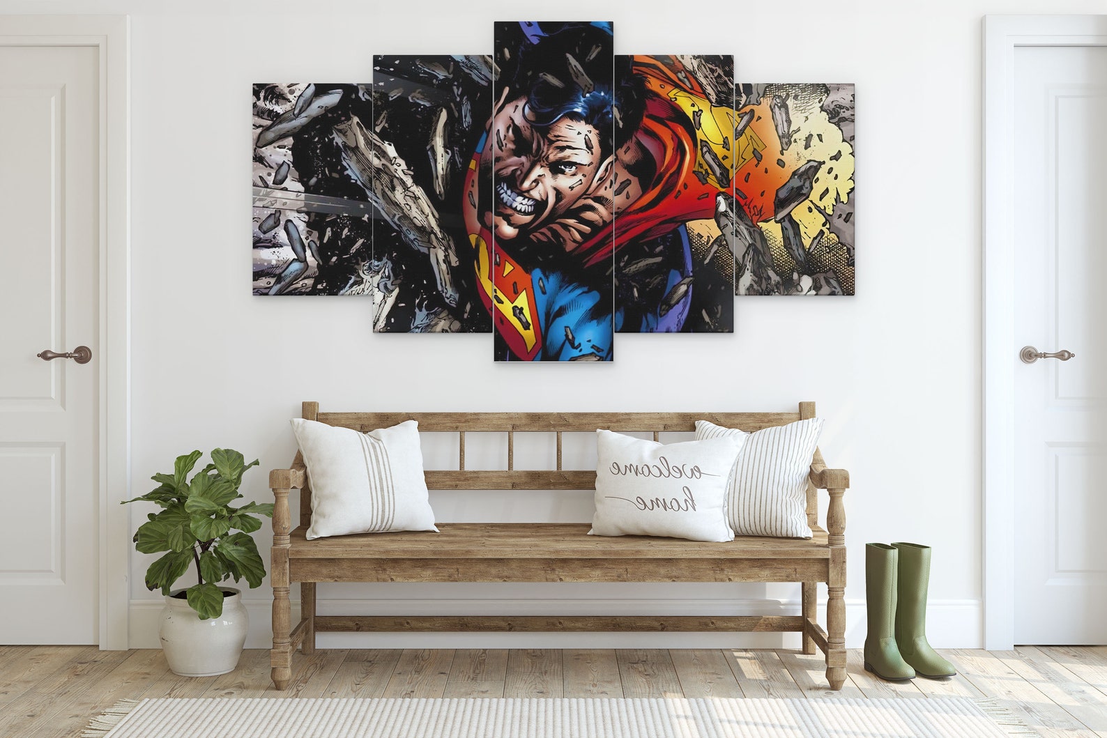Superman 5 Piece Canvas Wall Art Superman Comics Poster Etsy