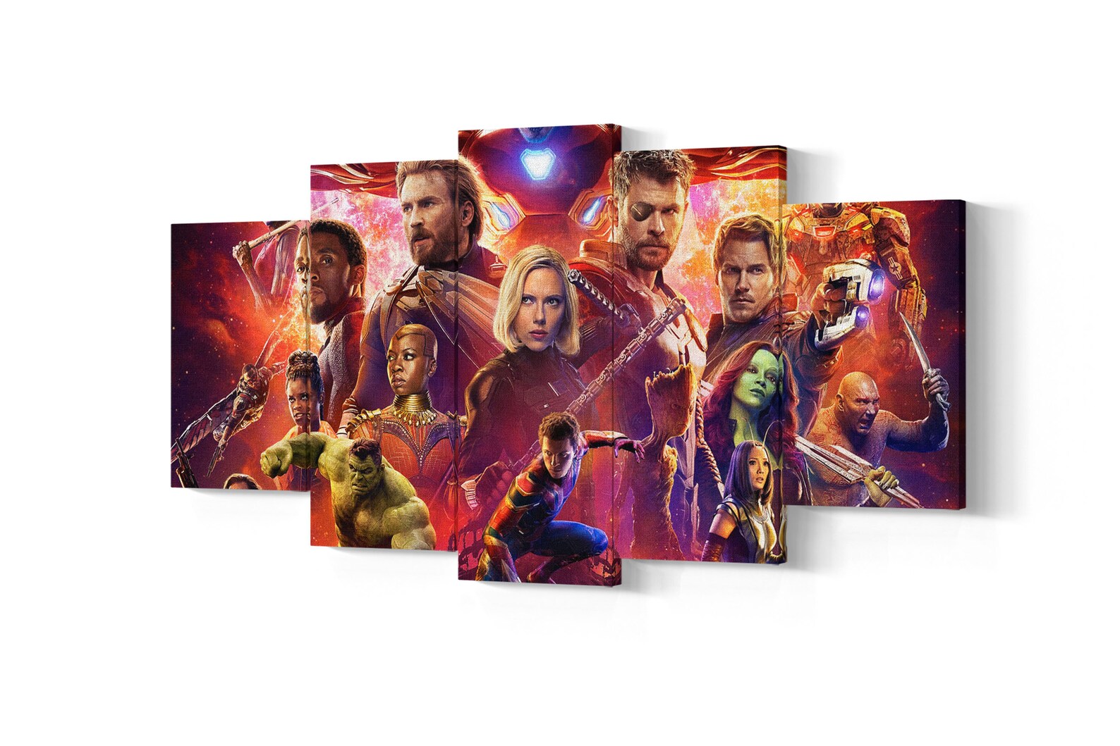 Marvel Avengers 5 Piece Canvas Art Avengers 5 Panel Wall Art Etsy