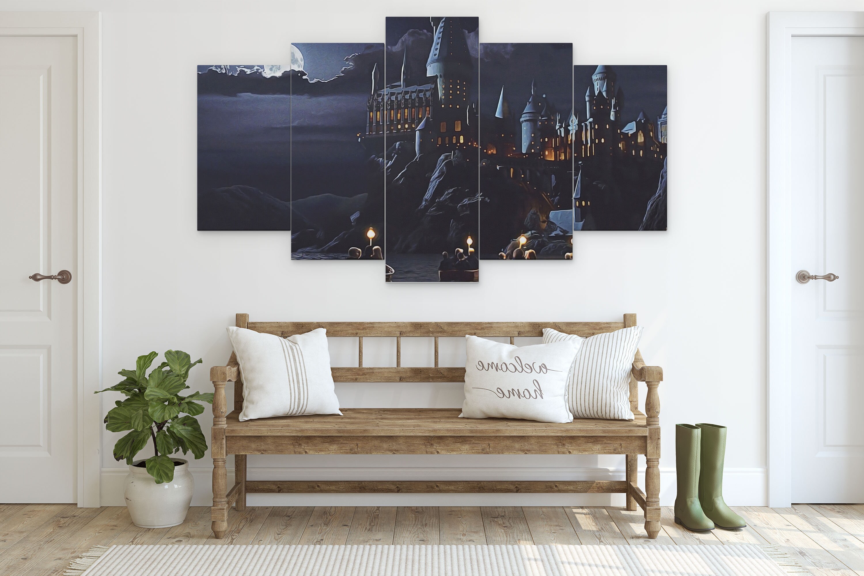 Hogwarts 5 Piece Canvas Art Harry Potter 5 Panel Wall Art Etsy
