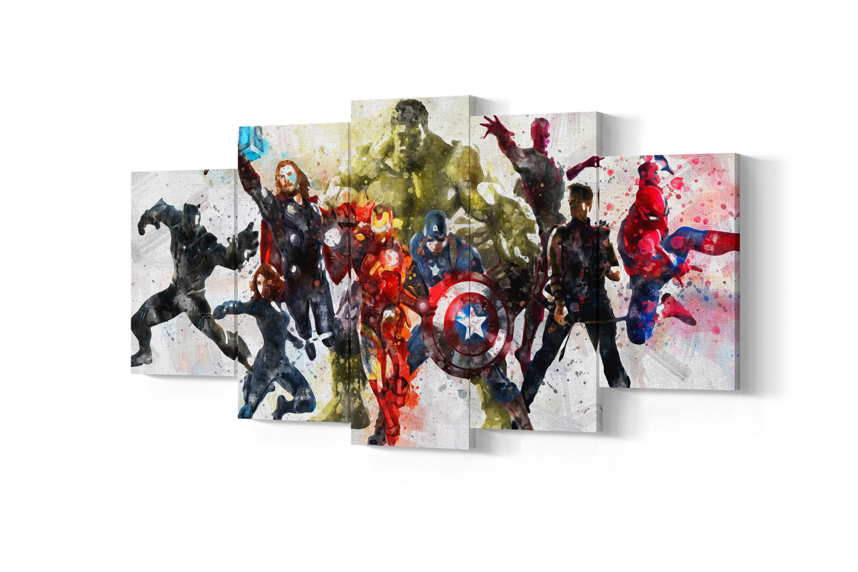 Avengers 5 Piece Canvas Art Avengers 5 Panel Wall Art Etsy