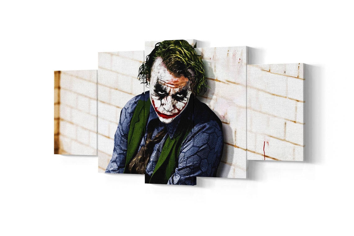 The Joker 5 Piece Canvas Art The Joker 5 Panel Wall Art Etsy