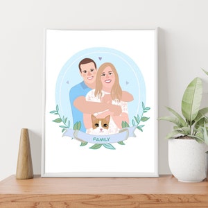 Custom Family Portrait, Custom Family Drawing, Fathers Day Gift, Couple Portrait, Gift For Dad, Sketches From Photo, Personalized Gifts