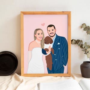 Indywidualny portret rodzinny, ilustracja ze zdjęcia, ilustracja pary na Boże Narodzenie, słodka sztuka kreskówkowa ze zdjęcia, spersonalizowany prezent świąteczny