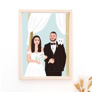Custom Couple Portrait, Wedding Illustration, Personalized Portrait, Wedding Gift, AnniversaryGift, Bridesmaid Gifts, Portrait Gift
