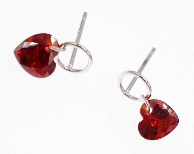 Red Love Heart Stereoscopic Geometric Sterling Silver Earrings Mothers Day Gifts Jewelry Jewellery