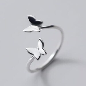 Silver Elegant Butterfly Band Ring | Sterling Silver Free Size Adjustable Ring, Minimalistic, Elegant Butterfly Ring