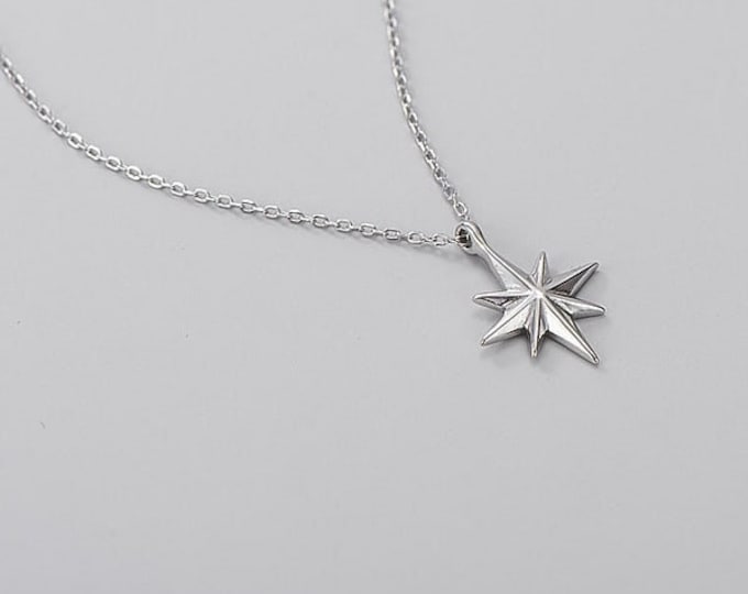 Dainty Star Necklace in Silver, Sterling Silver Dainty Minimalist, Star Choker, Astrology Necklace, Celestial Jewellery, Silver Chain