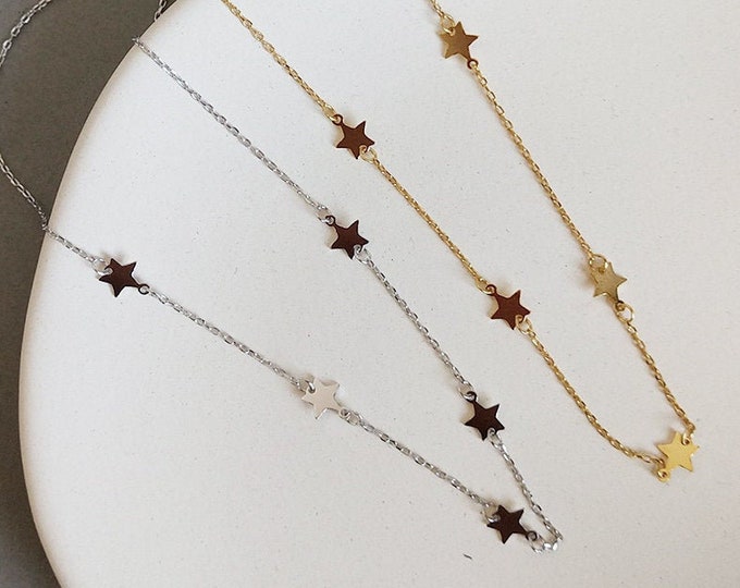 Dainty Star Necklace in Gold or Silver | Sterling Silver Dainty Minimalist Necklace, Star Choker, Astrology Necklace