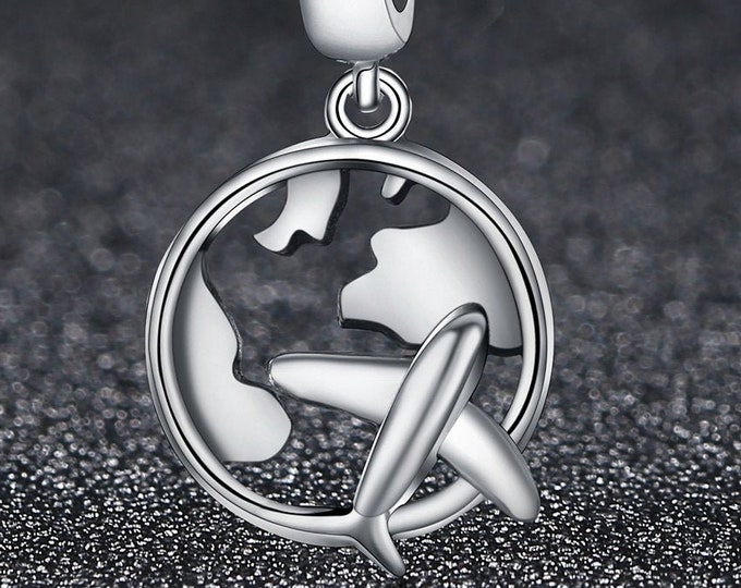 Plane Charm for European Bracelets - Sterling Silver | Fits Pandora, European Bracelets, Necklace, DIY Jewellery, Jewelry
