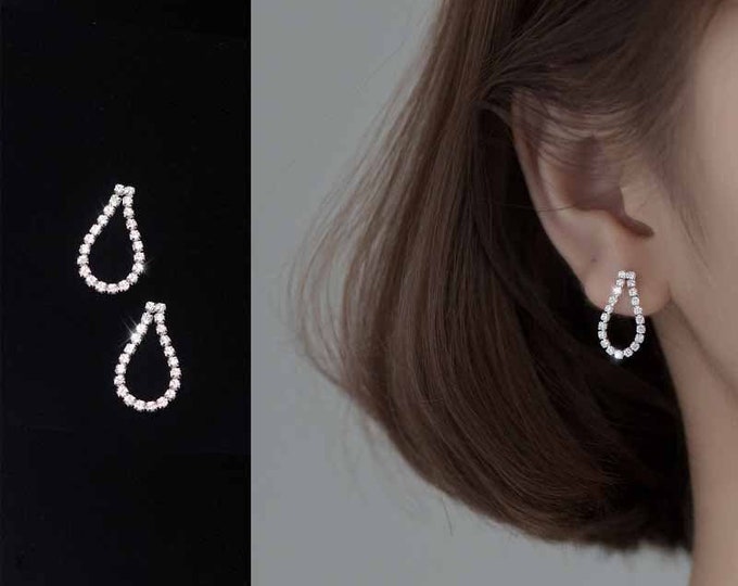 Dangle Elegant Teardrop Waterdrop Silver Stud Earrings | Water Drop Inspired Sterling Silver Jewellery Jewelry Gifts