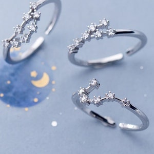 925 Sterling Silver Ring Constellation Zodiac Ring Aries Aquarius Cancer Capricorn Gemini Leo Libra Pisces Sagittarius Scorpio Taurus Virgo