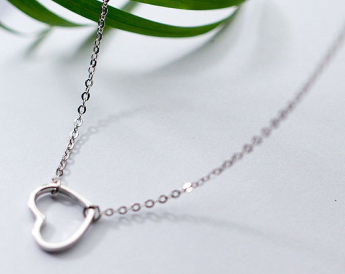 Love Heart Symbol Sterling Silver Necklace Gold or Silver Sweet and Simple Design Mothers Day