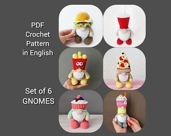 CROCHET PATTERNS: Set of 6 Gnome Toys / Amigurumi tutorial PDF files