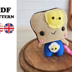 CROCHET PATTERN  Toast (Amigurumi, Crochet, Photo tutorial PDF file)