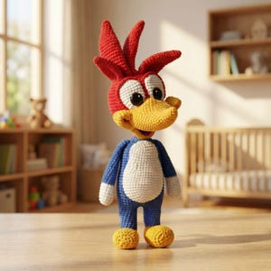 Woodpecker Crochet Pattern PDF | Large 35cm Cartoon Style Bird Amigurumi | Character Toy Crochet Pattern