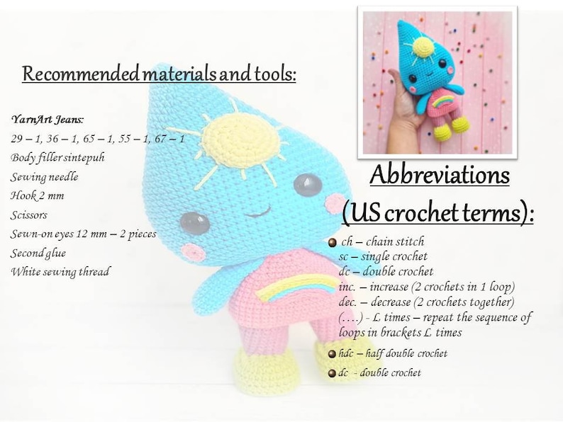 DROP/RAINBOW crochet pattern amigurumi crochet toy tutorial PDF file image 2