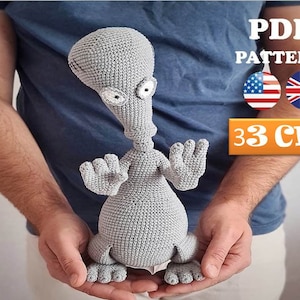 Alien Roger (American Dad) crochet pattern – 33 cm – amigurumi – crochet toy (PDF tutorial)