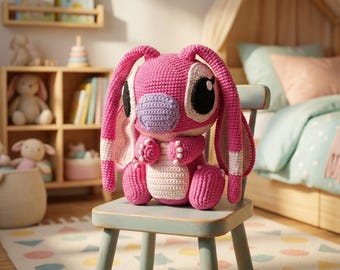 CROCHET PATTERN Pink Alien Monster (Amigurumi, Crochet, Photo tutorial PDF file)