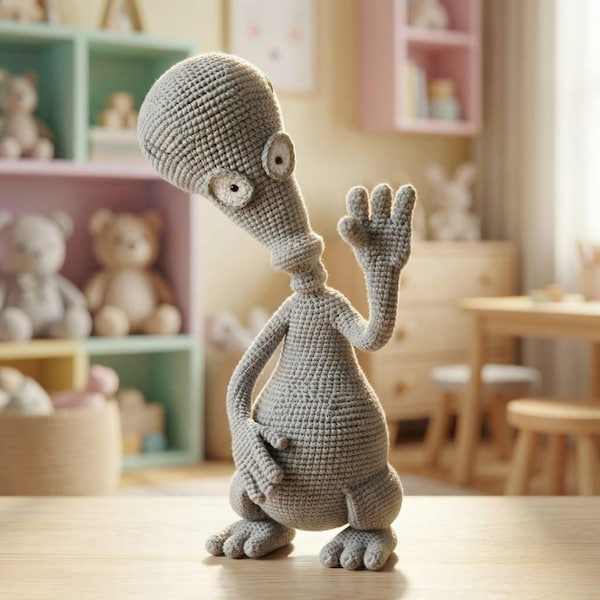 Alien (American Dad) crochet pattern – 33 cm – amigurumi – crochet toy (PDF tutorial)