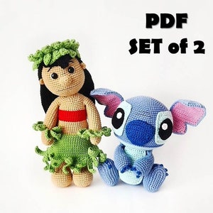 PATRÓN DE GANCHILLO Muñeca Lilo y Monstruo Azul Alienígena (Amigurumi, Crochet, Foto tutorial archivo PDF)