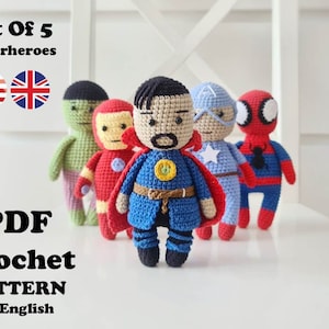 HÄKELANLEITUNG 5er Set Superhelden (Amigurumi, Häkelanleitung, PDF-Datei)