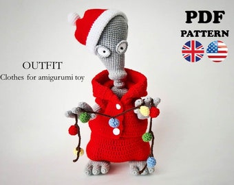 Crochet Pattern Christmas Clothes (Alien Roger/American Dad) - 33 cm toy / AMIGURUMI PDF Tutorial