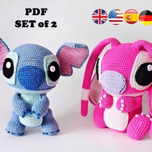PATRÓN DE GANCHILLO Monstruos Alienígenas Azules y Rosas (Amigurumi, Crochet, Tutorial fotográfico en archivo PDF)
