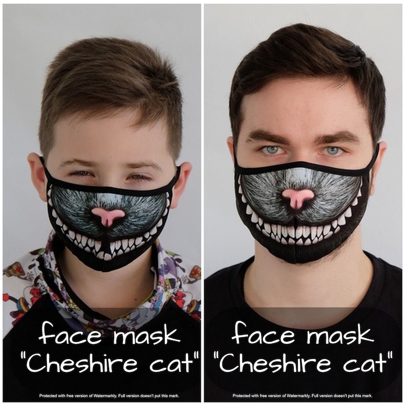 Cheshire cat face mask for adults and kids / Cheshire cat Etsy