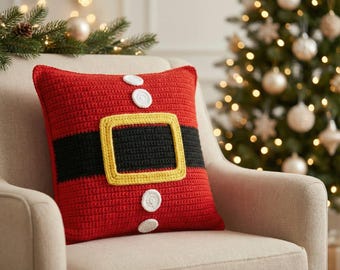 かぎ針編みのクリスマス枕のパターン：サンタ枕の編みぐるみ（PDF）