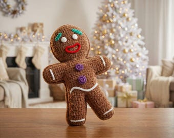 Crochet Gingerbread Man toy pattern (Xmas Christmas Amigurumi, Crochet, Photo tutorial PDF file)