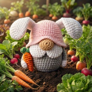 Wzór na szydełkowego krasnala z wielkanocnym zajączkiem (PDF)