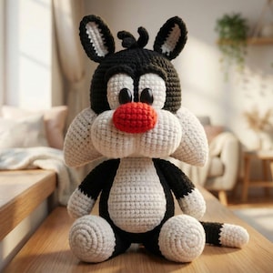 Schema per realizzare un giocattolo a forma di gatto all'uncinetto, gattino amigurumi (schema in PDF)