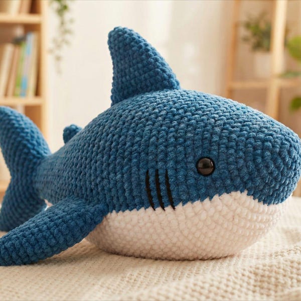 PATRÓN DE GANCHILLO Juguete de tiburón / Tutorial amigurumi Archivo PDF