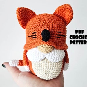 Fox Gnome, Crochet Gnome, Gnome animal amigurumi, Gnome Crocheting