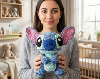 CROCHET PATTERN Blue Alien Monster (Amigurumi, Crochet, Photo tutorial PDF file)